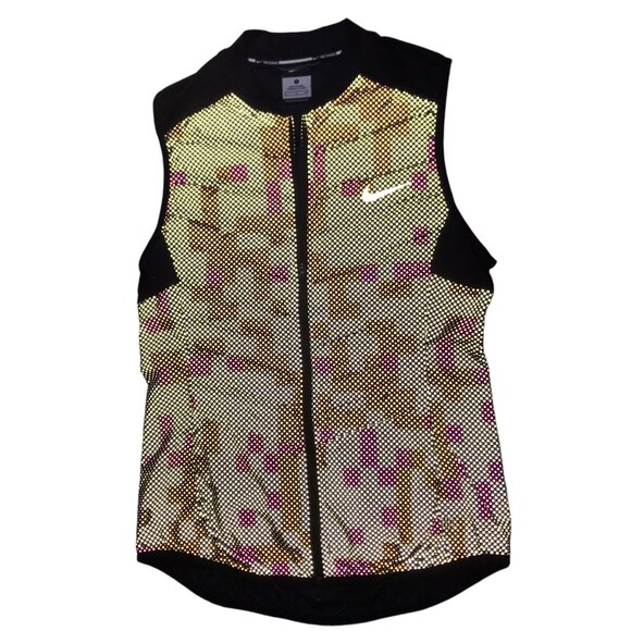 Women’s Nike Aeroloft 800 Down Reflective Vest Sz Womens Small Black Silver Dots